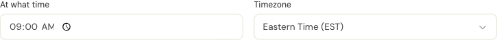 Time and timezone selectors